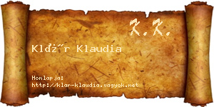 Klár Klaudia névjegykártya